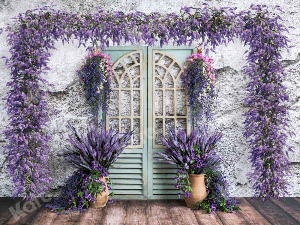 Kate Porte Chambre Fleur Violet Printemps Toile de fond conçue par Emetselch