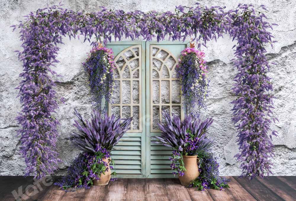 Kate Porte Chambre Fleur Violet Printemps Toile de fond conçue par Emetselch