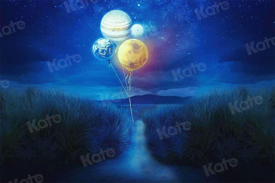 Kate Planète Ballons Nuit étoilée Bleu Toile de fond pour la photographie - Kate Backdrop FR