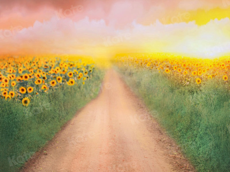 Kate Toile de fond de route de campagne de tournesol pour la photographie