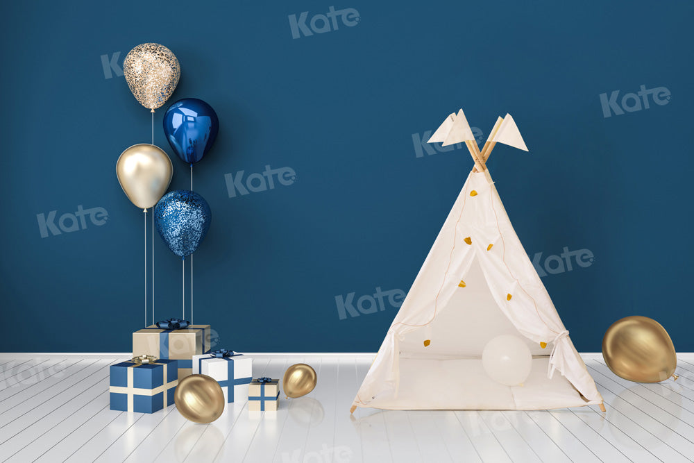 Kate Tente Ballon Cadeau Bleu Fête Toile de fond Conçu par Chain Photographie