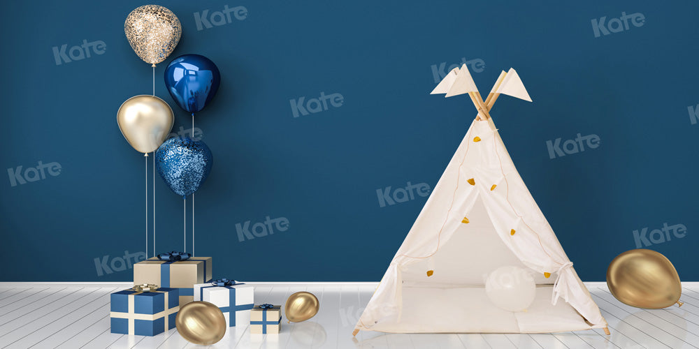 Kate Tente Ballon Cadeau Bleu Fête Toile de fond Conçu par Chain Photographie