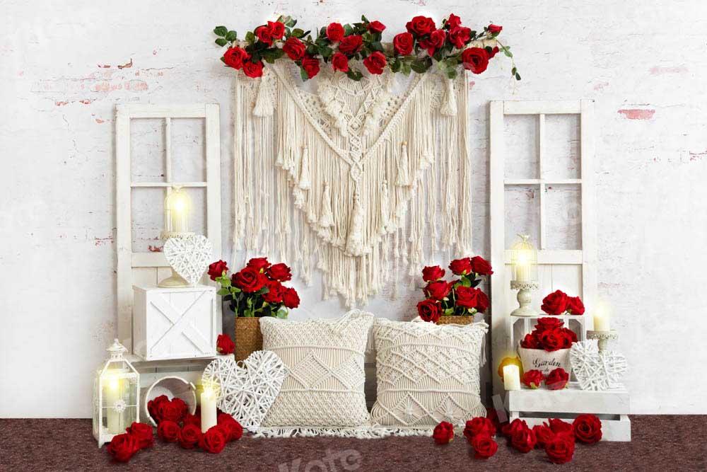 Kate Bougie Boho Roses rouges Saint Valentin Toile de fond conçue par Emetselch