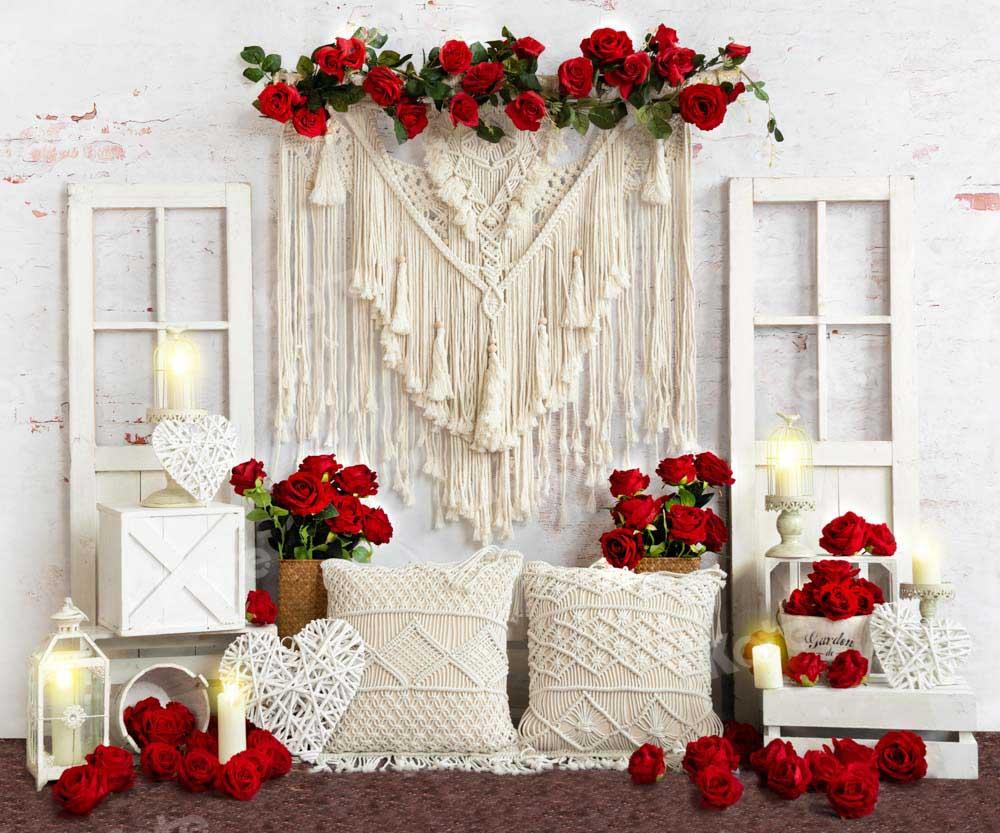 Kate Bougie Boho Roses rouges Saint Valentin Toile de fond conçue par Emetselch