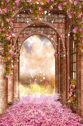 Kate Toile de fond de la Saint-Valentin Fleurs Brick Arch pour la photographie - Kate Backdrop FR