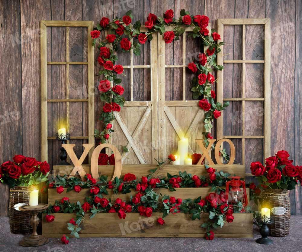 Kate La Saint-Valentin Roses XOXO Grain de bois Toile de fond conçu par Emetselch