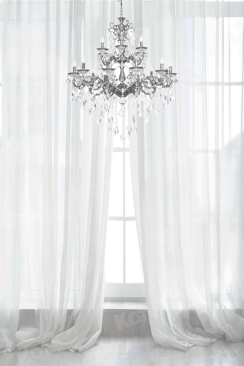 Kate Fond de lustre en cristal de fil blanc conçu par Uta Mueller Photographie - Kate Backdrop FR