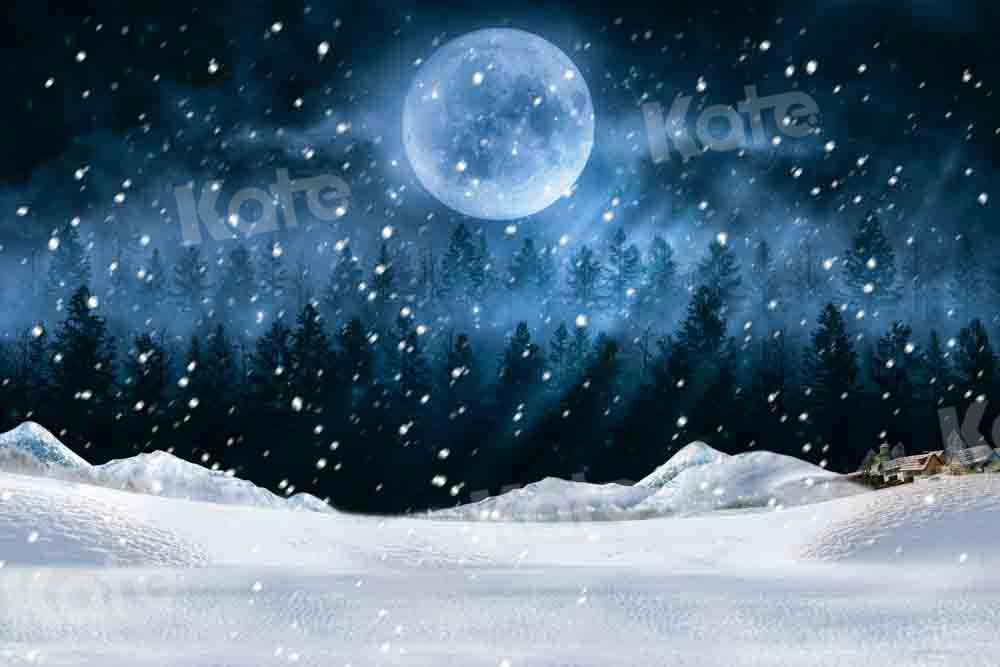 Kate Toile de fond de neige de nuit d'hiver conçue par Chain Photographie