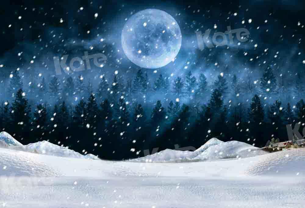 Kate Toile de fond de neige de nuit d'hiver conçue par Chain Photographie