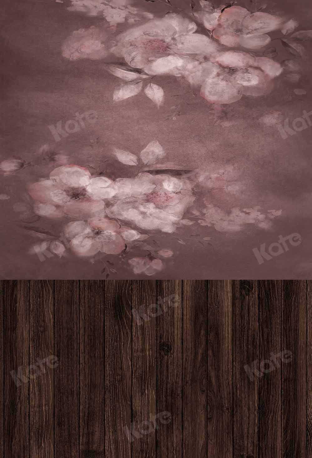 Kate Fleurs abstraites Toile de fond Épissage de planche de bois conçu par Chain Photography