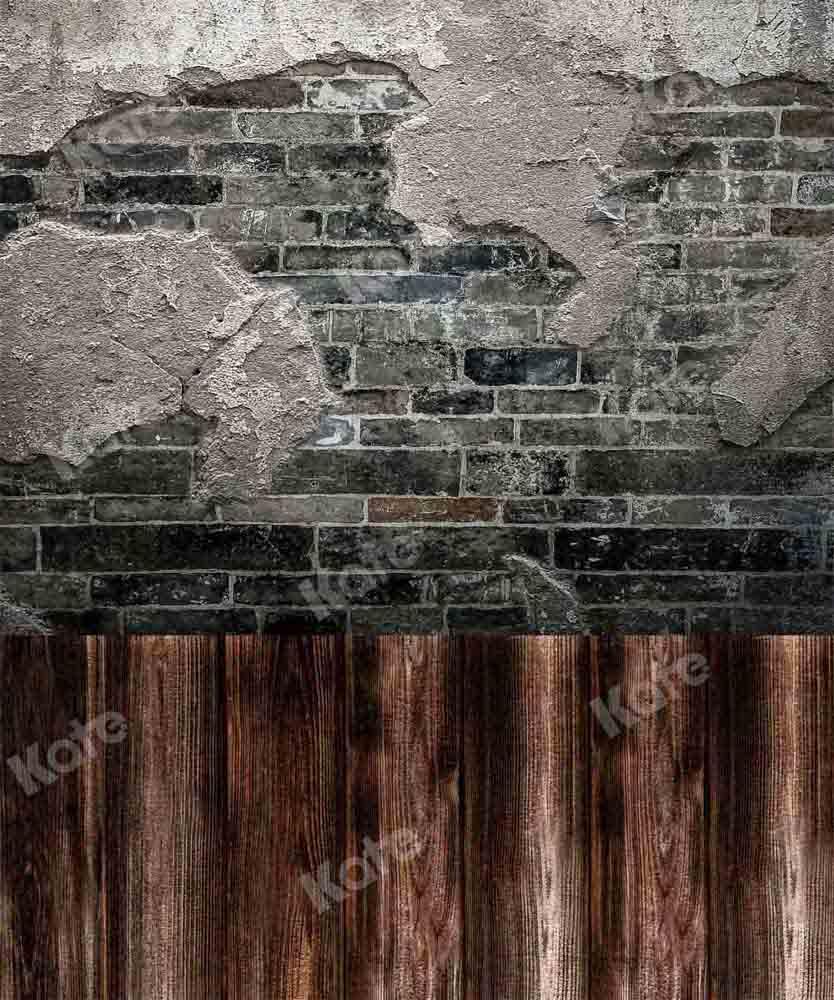 Kate Épissage Mur de briques Planche de bois Toile de fond conçu par Chain Photography - Kate Backdrop FR