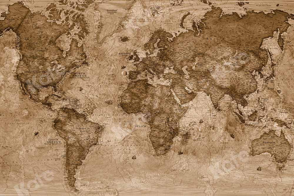 Kate Carte du monde Abstrait Rétro Toile de fond conçue par Chain Photography - Kate Backdrop FR