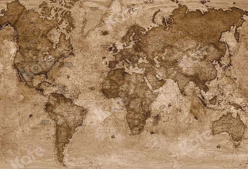 Kate Carte du monde Abstrait Rétro Toile de fond conçue par Chain Photography - Kate Backdrop FR