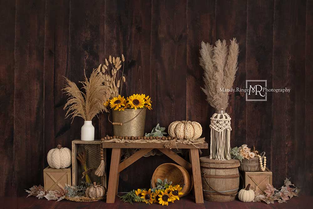 Kate Boho Automne Tournesols Toile de fond conçue par Mandy Ringe - Kate Backdrop FR