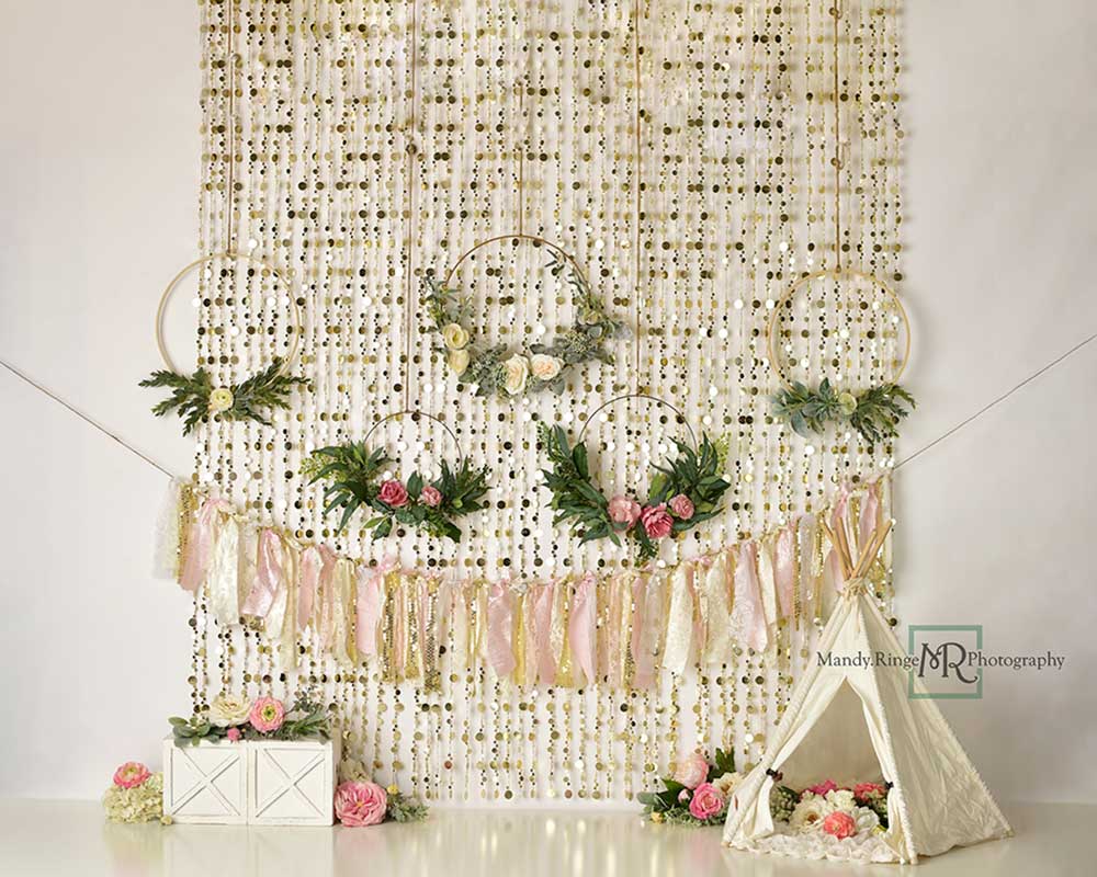 Kate Boho Glamping Cake smash Tente Toile de fond conçu par Mandy Ringe - Kate Backdrop FR