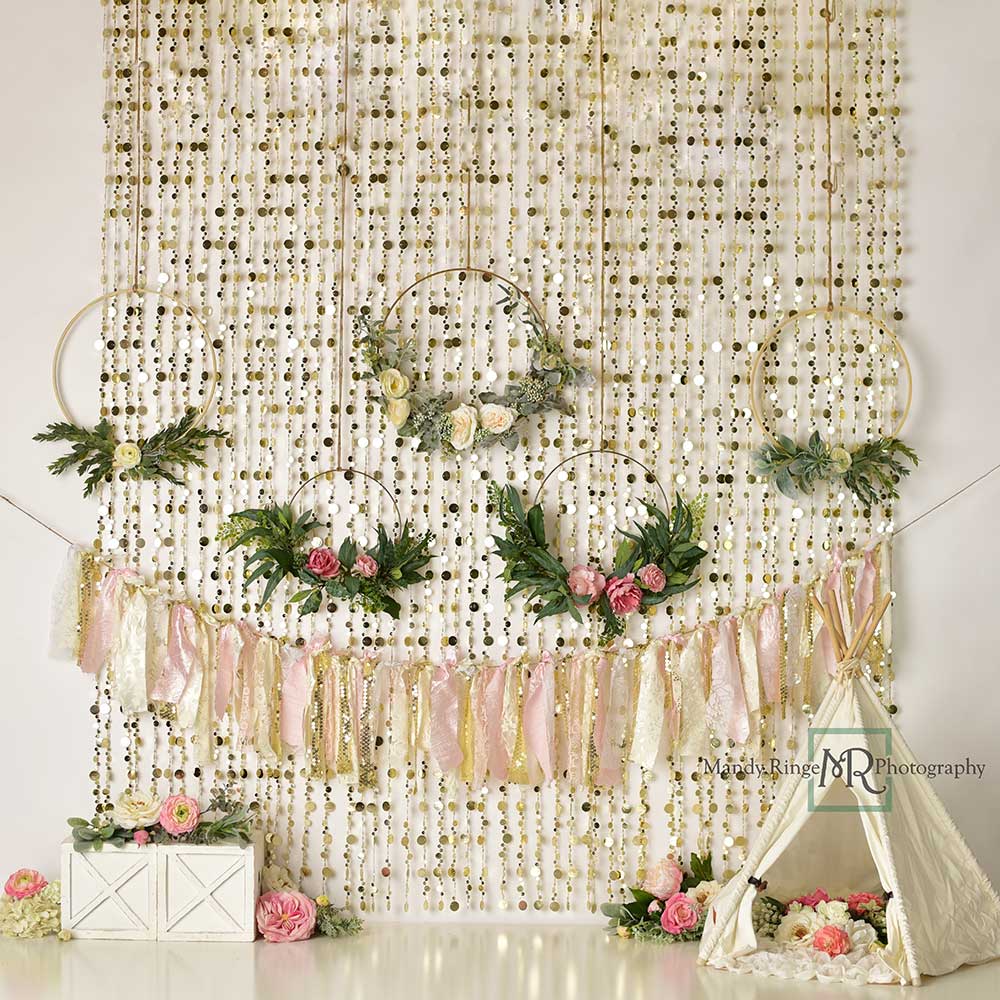Kate Boho Glamping Cake smash Tente Toile de fond conçu par Mandy Ringe - Kate Backdrop FR