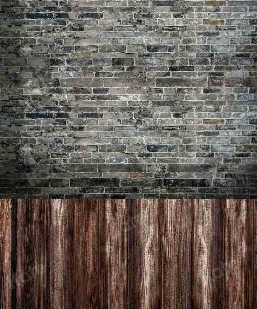 Épissage de planche de bois de toile de fond de mur de briques conçu par Chain Photography - Kate Backdrop FR