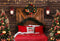 Kate Chalet Noël Porte de Grange Lit Rouge Oreiller Toile de Fond pour la Photographie - Kate Backdrop FR