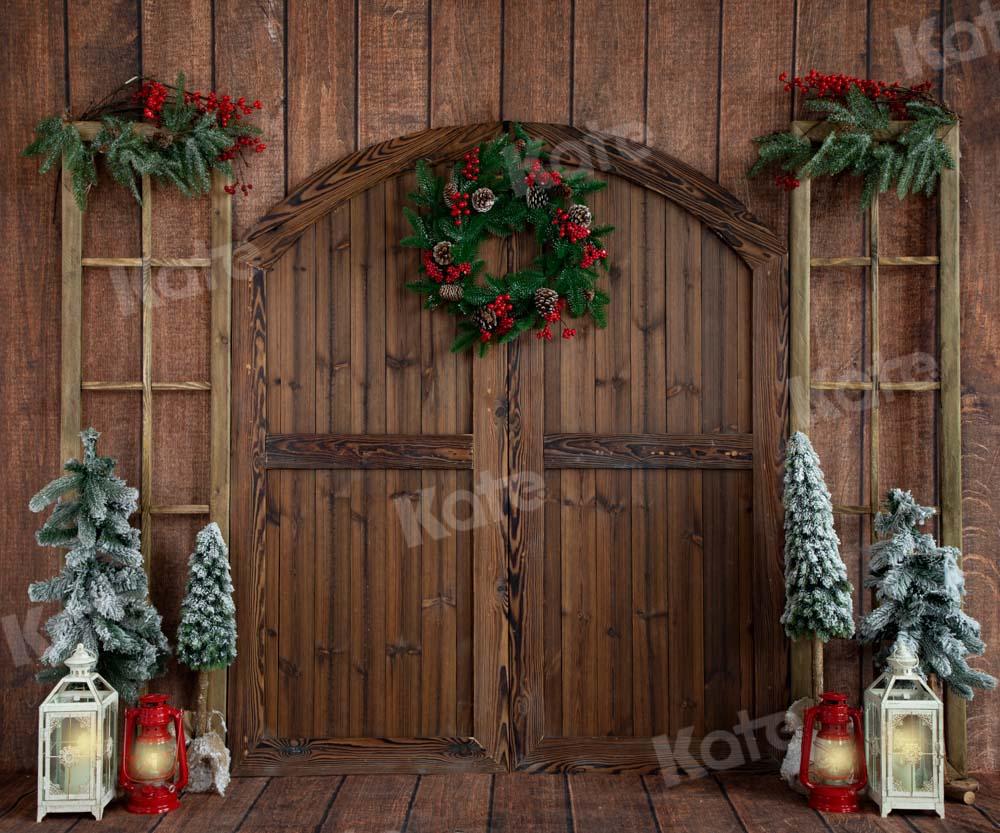 Kate Porte de grange Noël Cabine en bois Toile de fond conçue par Emetselch - Kate Backdrop FR