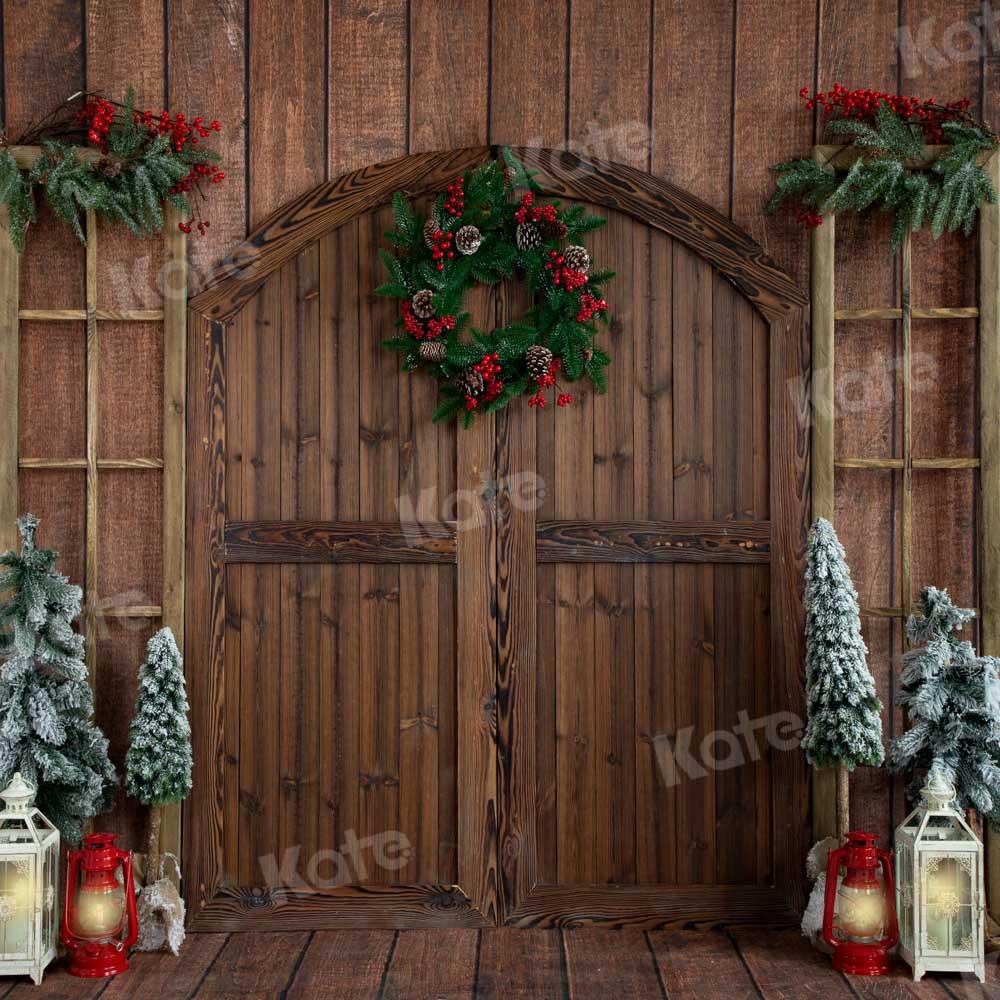 Kate Porte de grange Noël Cabine en bois Toile de fond conçue par Emetselch