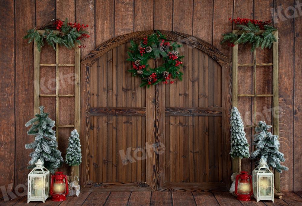 Kate Porte de grange Noël Cabine en bois Toile de fond conçue par Emetselch