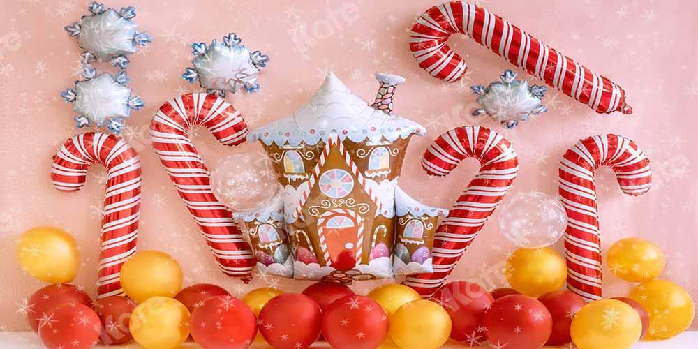 Kate Maison de pain d'épice Hiver Ballons Noël Toile de fond conçue par Emetselch