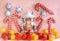 Kate Maison de pain d'épice Hiver Ballons Noël Toile de fond conçue par Emetselch - Kate Backdrop FR