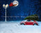 Kate Voiture Noël Neige Hiver Lampadaire Toile de fond conçue par Chrissie Green - Kate Backdrop FR