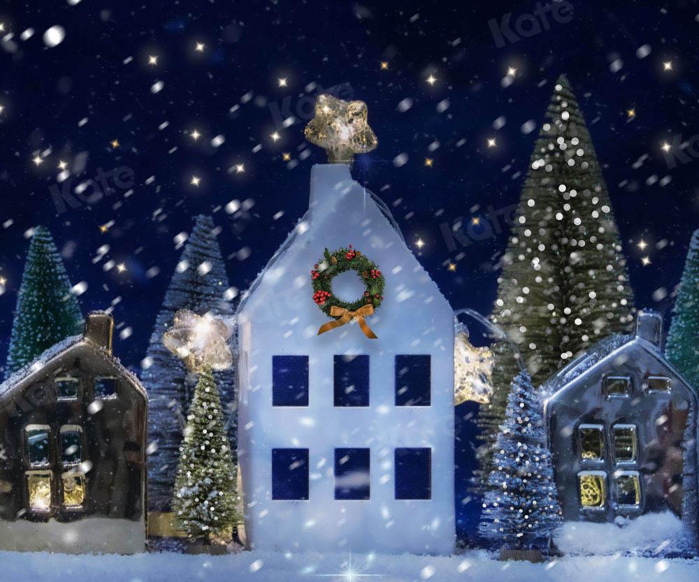 Kate Neige Arbres Hiver Réveillon de Noël Toile de fond conçue par Chain Photography