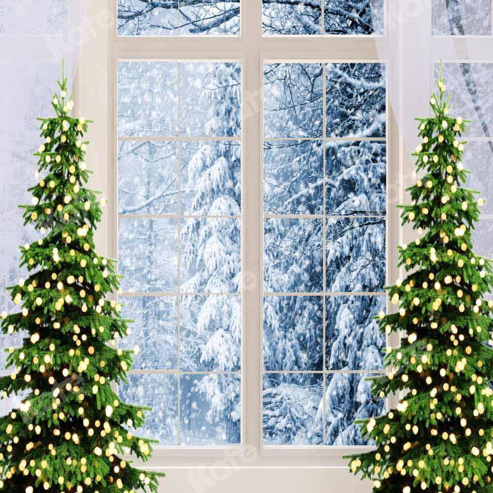 Kate Scène de neige Hiver Fenêtre Noël Toile de fond conçue par Chain Photography