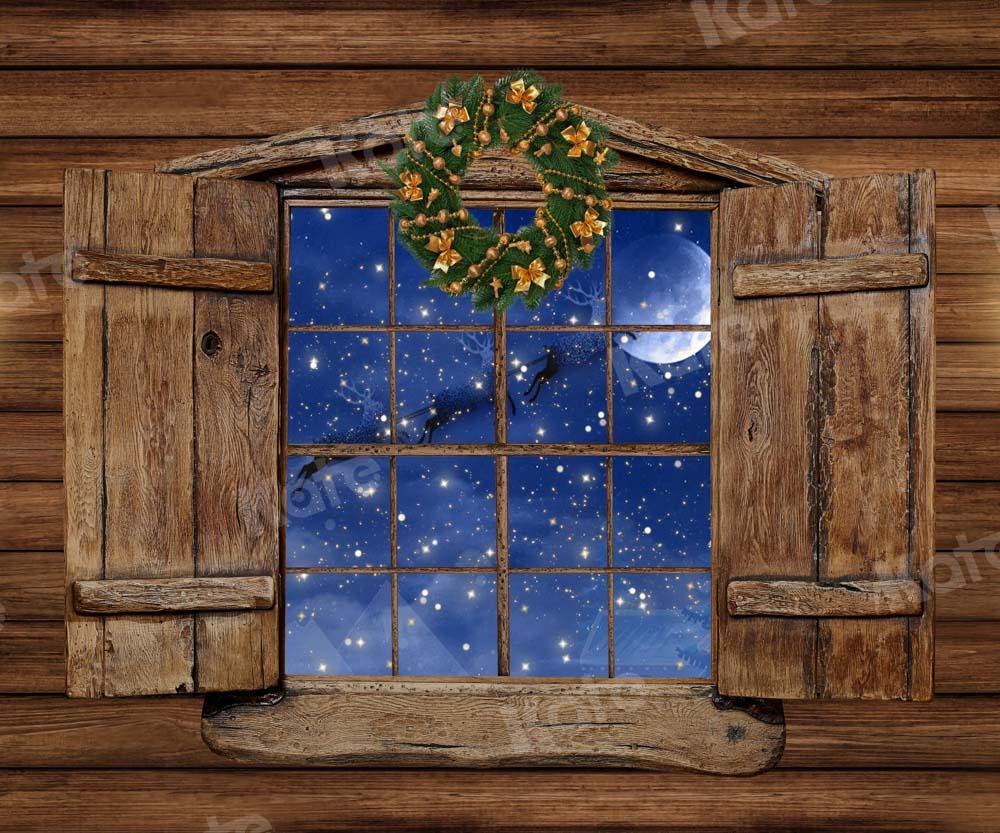 Kate Toile de fond de scène de fenêtre de Noël Maison en bois conçue par Chain Photographie