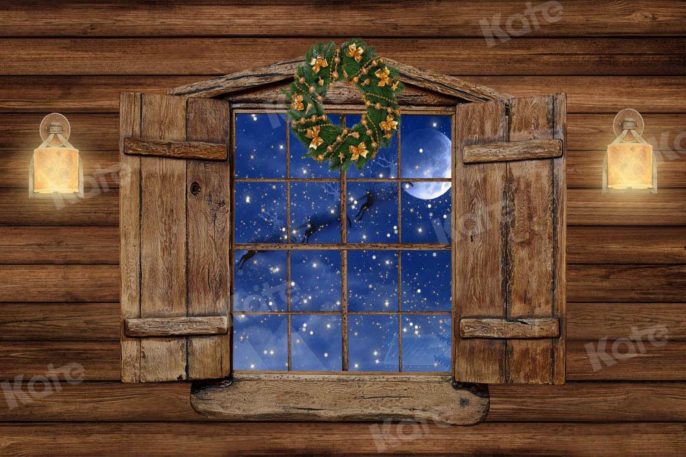 Kate Toile de fond de scène de fenêtre de Noël Maison en bois conçue par Chain Photographie