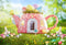 Kate Oeuf Printemps Pâques Vert Maison de fée Toile de fond pour la photographie - Kate Backdrop FR