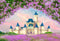 Kate Jardin Château Fleurs Violet Printemps Toile de fond conçue par GQ - Kate Backdrop FR