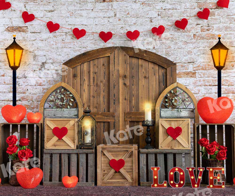 Kate Amour Saint-Valentin Porte de grange Toile de fond conçue par Emetselch - Kate Backdrop FR
