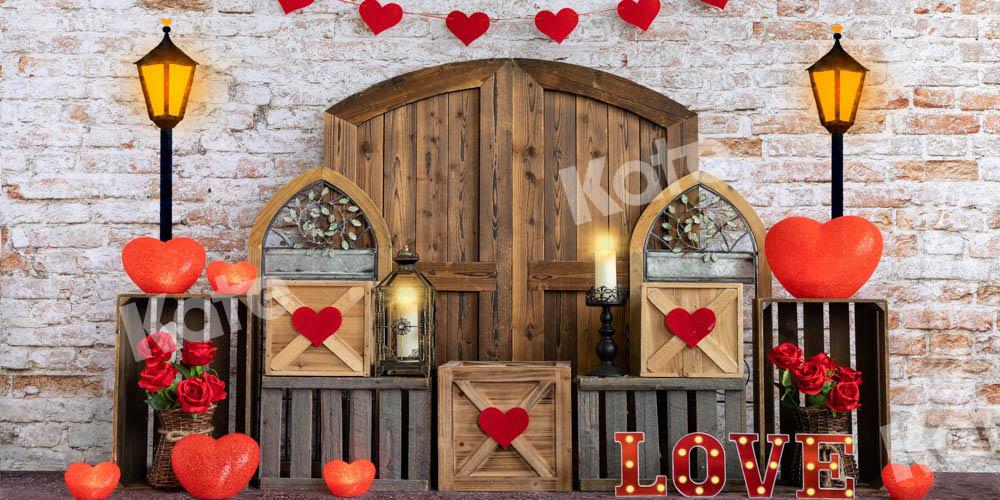 Kate Amour Saint-Valentin Porte de grange Toile de fond conçue par Emetselch - Kate Backdrop FR