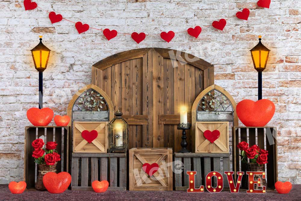 Kate Amour Saint-Valentin Porte de grange Toile de fond conçue par Emetselch - Kate Backdrop FR