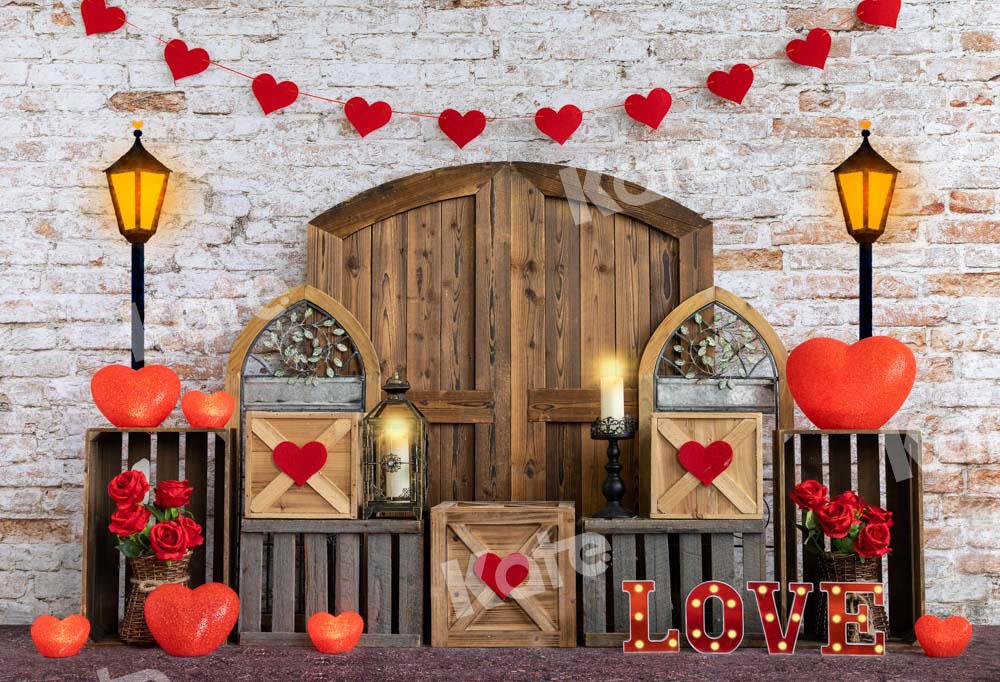 Kate Amour Saint-Valentin Porte de grange Toile de fond conçue par Emetselch - Kate Backdrop FR
