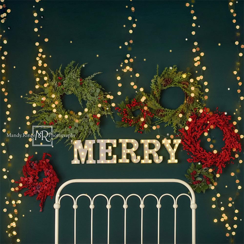 Kate Joyeux Noël Scintillait Tête de lit Toile de Fond conçue par Mandy Ringe Photographie