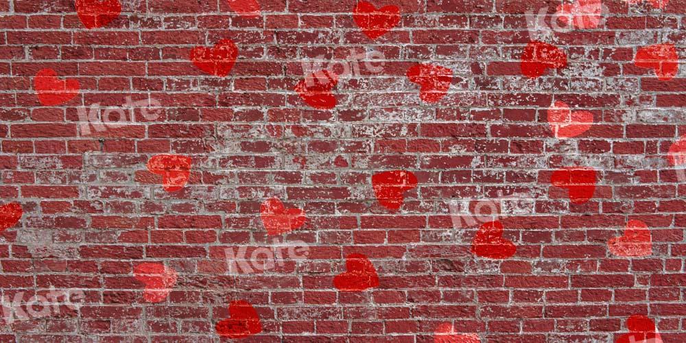 Kate Mur de brique Rouge Coeur Romantique Toile de fond conçue par Chain Photography - Kate Backdrop FR
