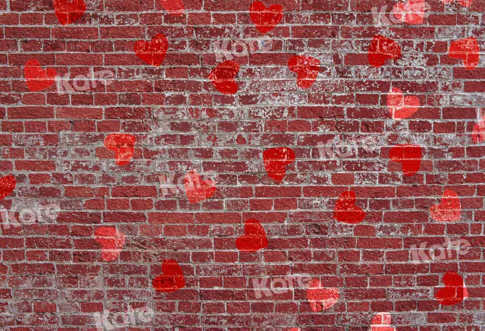 Kate Mur de brique Rouge Coeur Romantique Toile de fond conçue par Chain Photography - Kate Backdrop FR