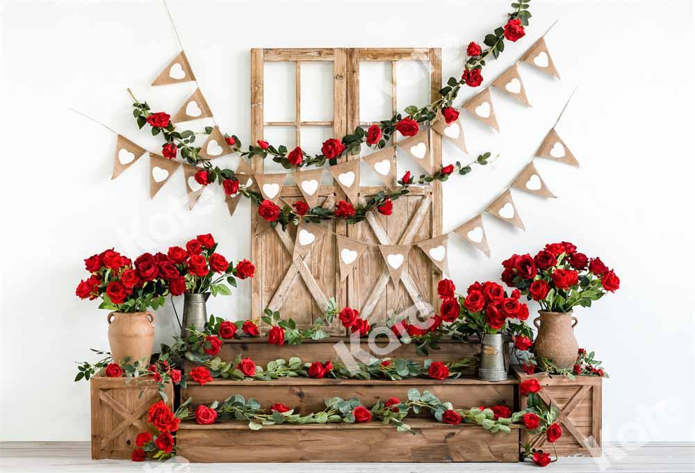 Kate Porte en bois de fleurs de toile de fond de la Saint-Valentin conçue par Emetselch