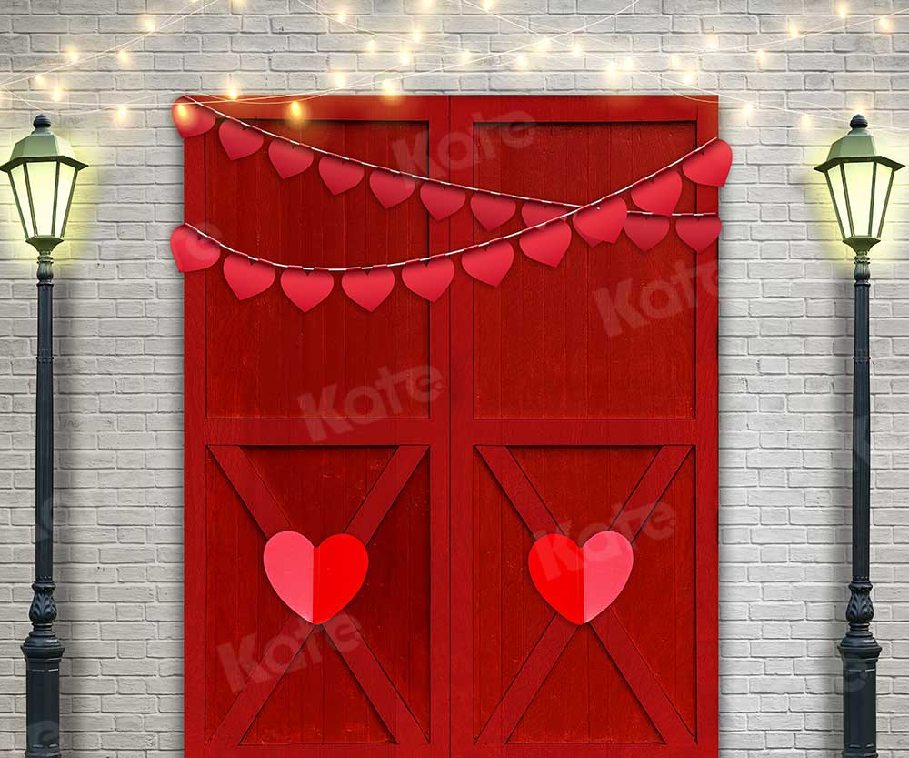 Kate porte de grange rouge en toile de fond de la Saint-Valentin pour la photographie