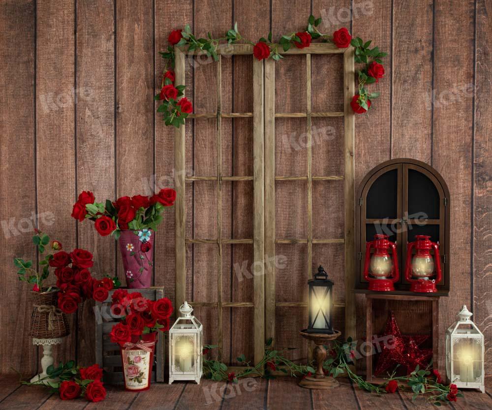 Kate La Saint-Valentin Maison romantique Mur en bois Toile de fond conçue par Emetselch