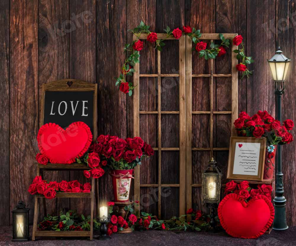 Kate La Saint-Valentin Grain de bois Roses Toile de fond conçue par Emetselch