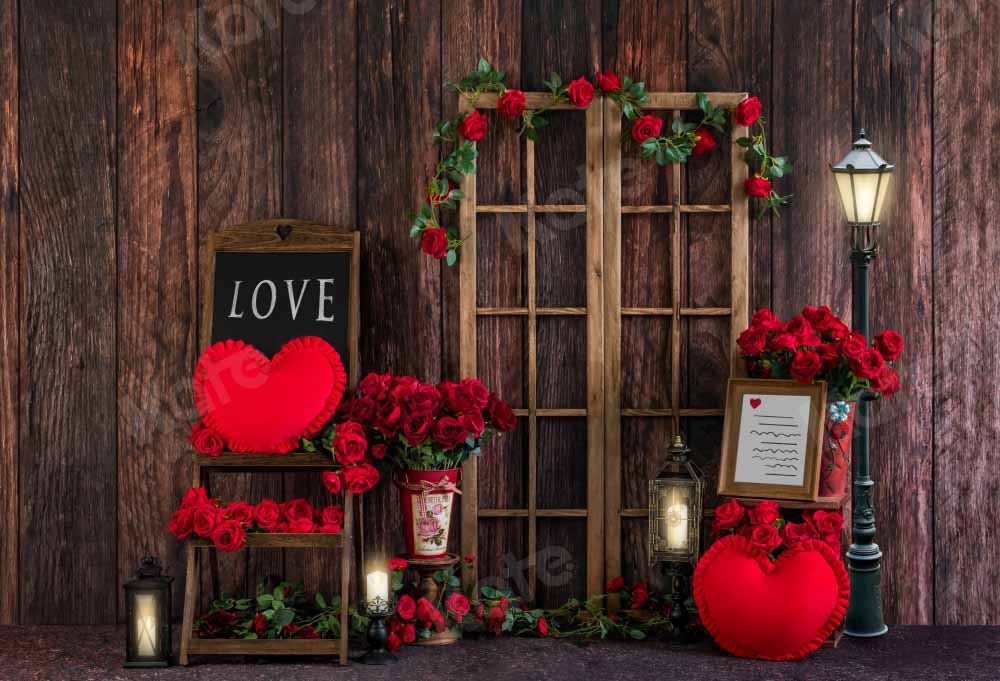 Kate La Saint-Valentin Grain de bois Roses Toile de fond conçue par Emetselch