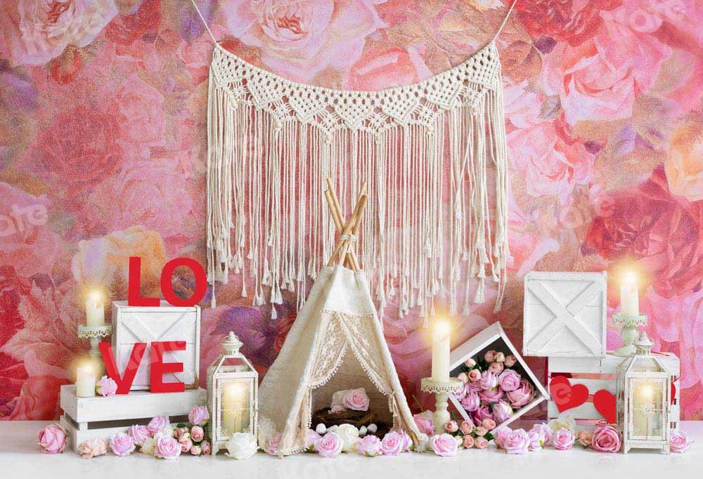 Kate Tente Saint-Valentin Amour Rose Bougies Toile de fond conçue par Emetselch