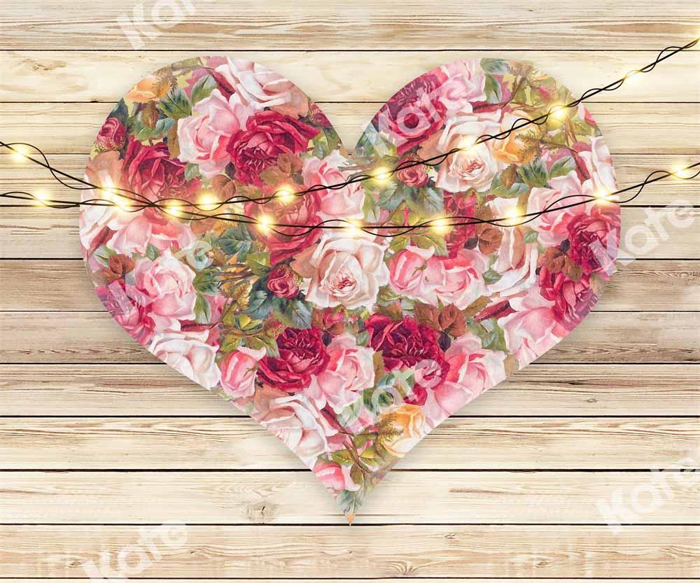 Kate En forme de coeur Fleurs Saint-Valentin Bois Toile de fond conçue par Chain Photographie