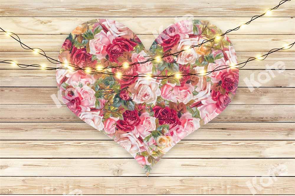 Kate En forme de coeur Fleurs Saint-Valentin Bois Toile de fond conçue par Chain Photographie