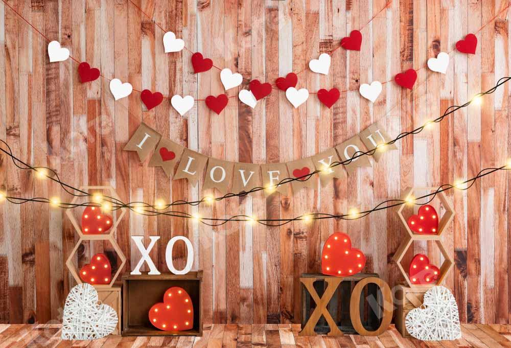 Kate Saint Valentin Mur en bois Amour Lumières Toile de fond conçue par Emetselch